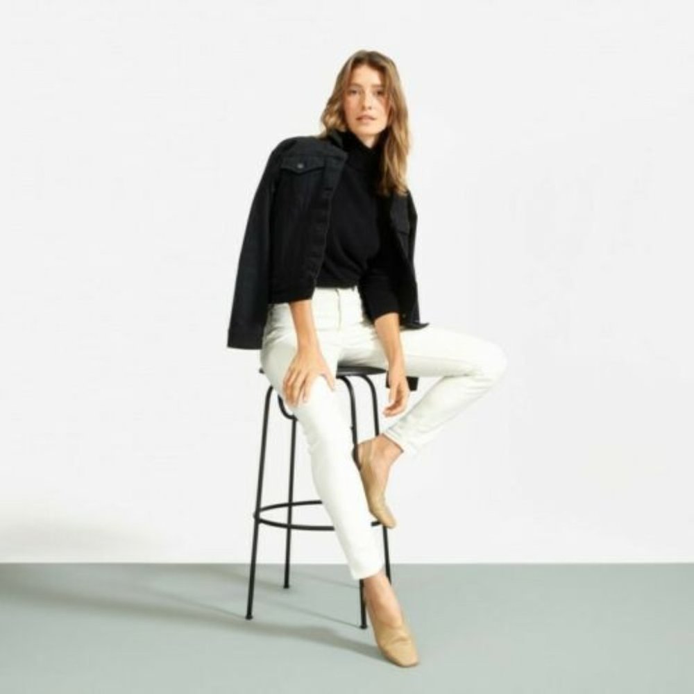 Everlane High Rise Skinny Stretch Jeans Bone/Ivory